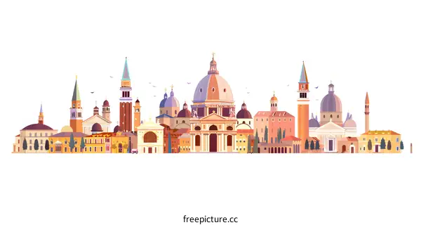 Italian Cityscape with Churches and Towers