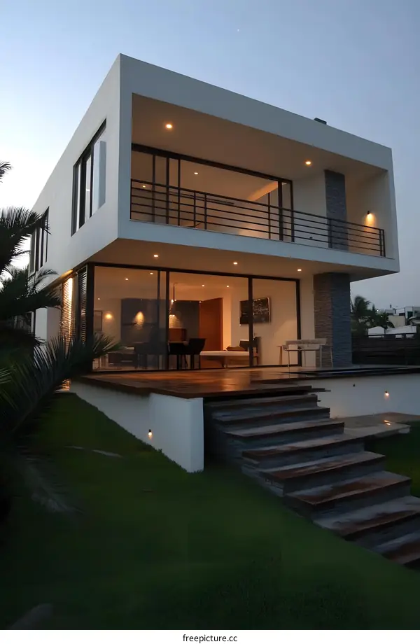 Modern Minimalist Home Design With Exterior Lighting