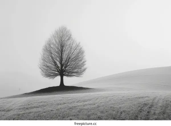 Tree on a Snowy Hilltop