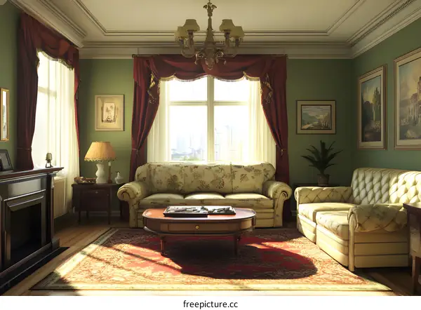 Luxury Living Room Interior Design with Vintage Furniture