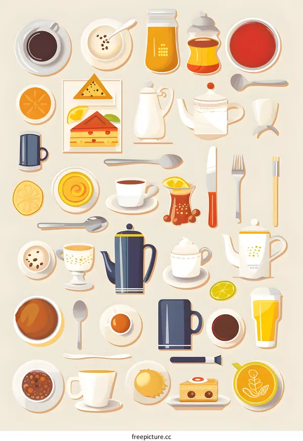 Coffee and Tea Illustration Set