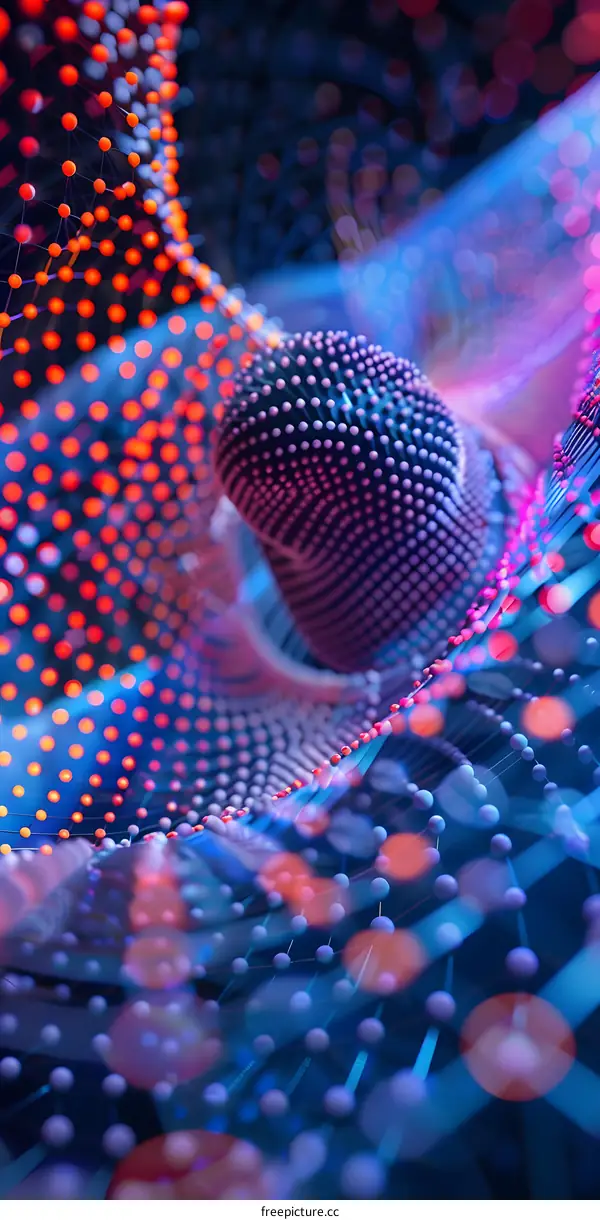 Abstract Purple and Orange 3D Sphere Dots Network