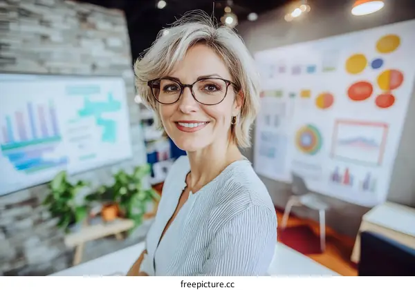 Confident Business Woman in Modern Office Setting
