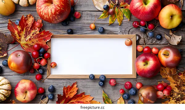 Autumn Background With Apples and Berries