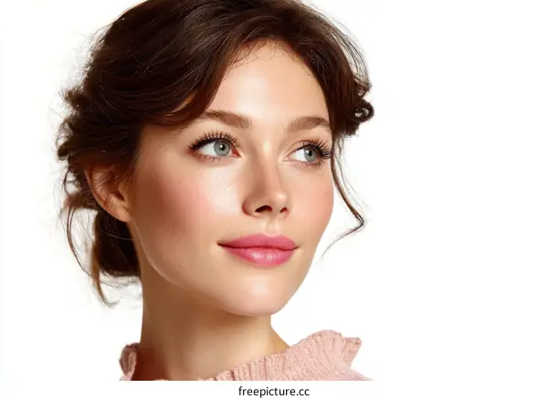 Closeup Beauty Portrait of a Woman with Perfect Skin