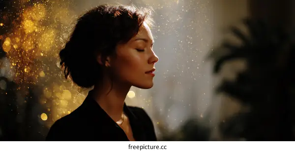 Golden Light Woman Profile Portrait