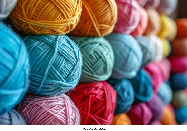 colorful yarn balls background texture