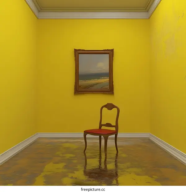 Yellow Room with a Chair and a Painting