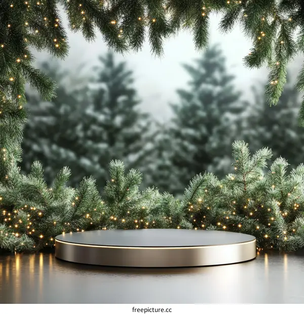 Christmas Winter Snowy Forest Display Podium