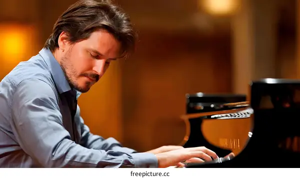 Man Playing Piano During a Concert