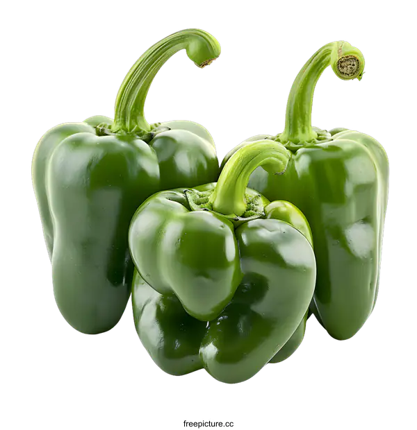 [Transparent Background PNG]Three Green Bell Peppers