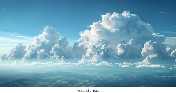 Aerial View of Cloudscape over Lush Landscape