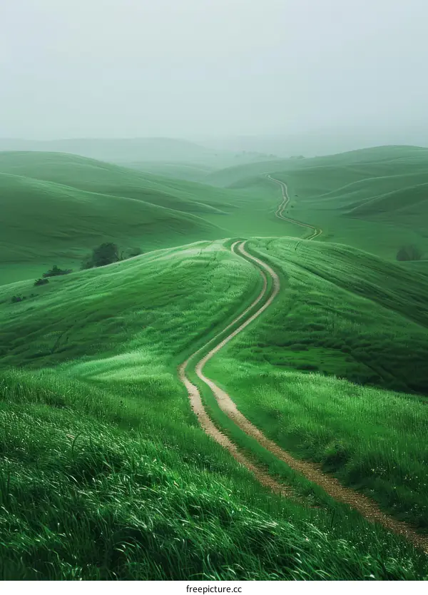 Curving Road through Verdant Countryside