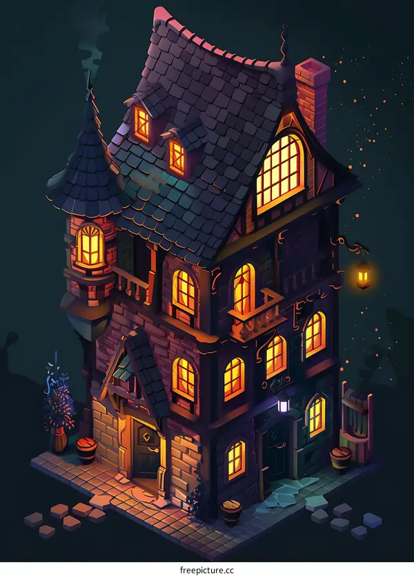 Old European Style House Illustration