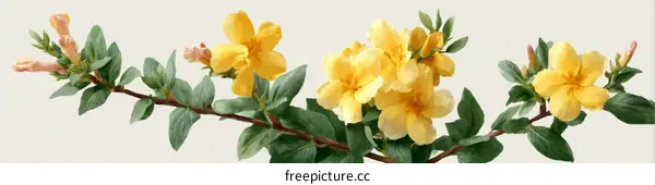 Delicate Yellow Flowers on a Branch