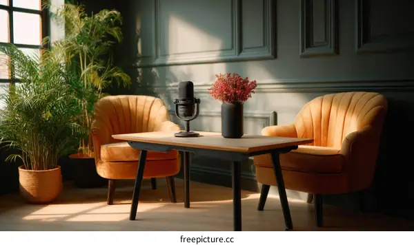 Cozy Podcast Recording Studio Interior Design