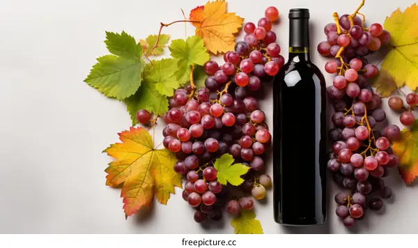 Red wine and autumn leaves