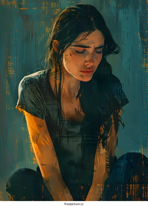 Portrait of a Woman with Bruises on her Face