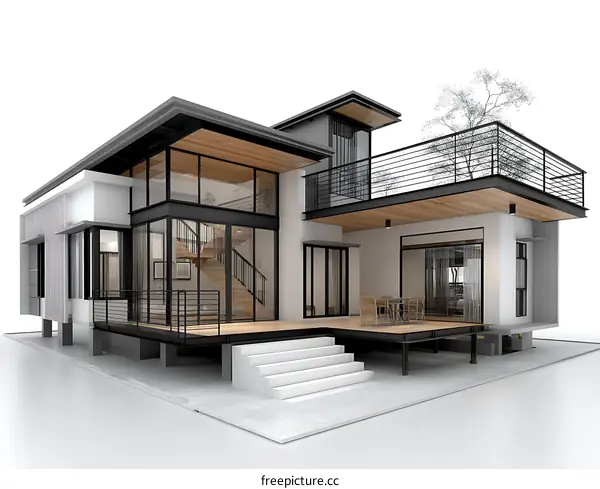 Modern House Exterior Design Illustration
