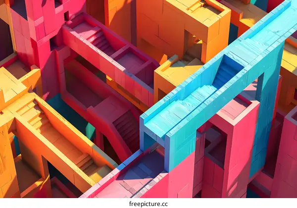 Abstract Architecture with Colorful Geometric Shapes
