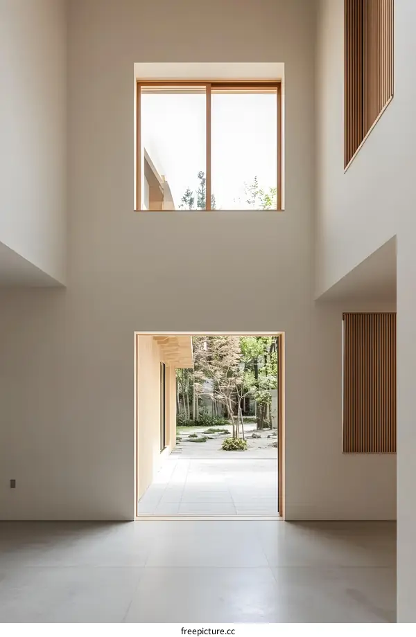 Modern Minimalist Interior Design With a View of a Japanese Garden