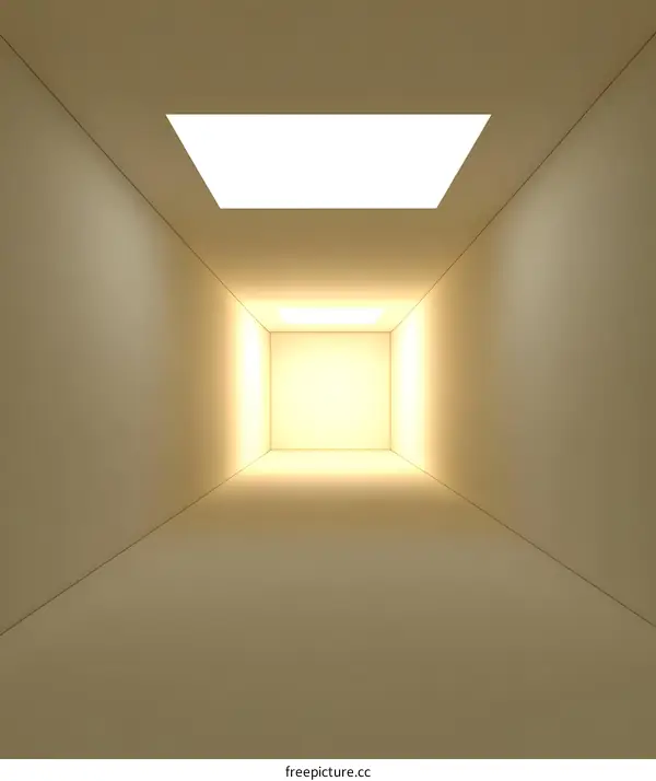 Abstract Room with Bright Ceiling Light