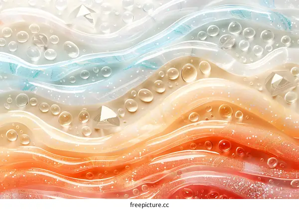 Colorful Wavy Texture Background with Water Drops