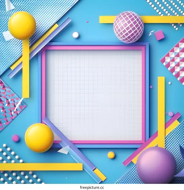 Abstract Geometric Background with Grid Pattern and Colorful Shapes