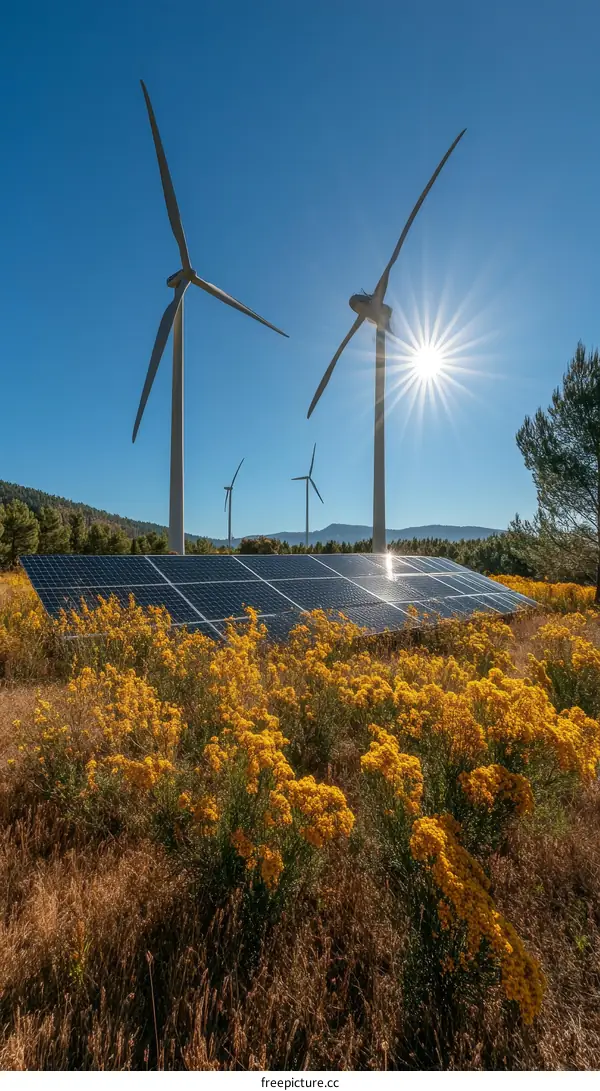 Sustainable Energy Sources Combination of Wind Turbines and Solar Panels
