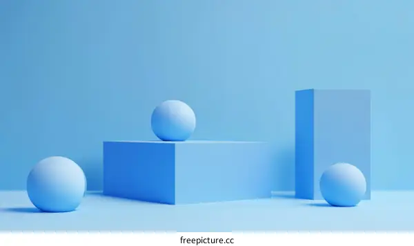 Geometric Shapes Composition in Light Blue Background