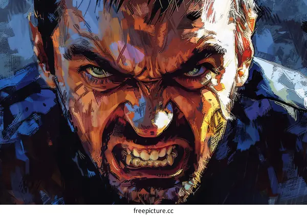 Angry Man Face Illustration Digital Art