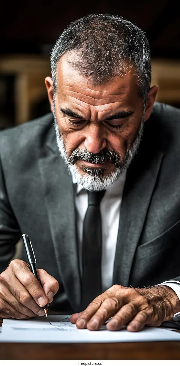 Businessman signing a contract with a pen