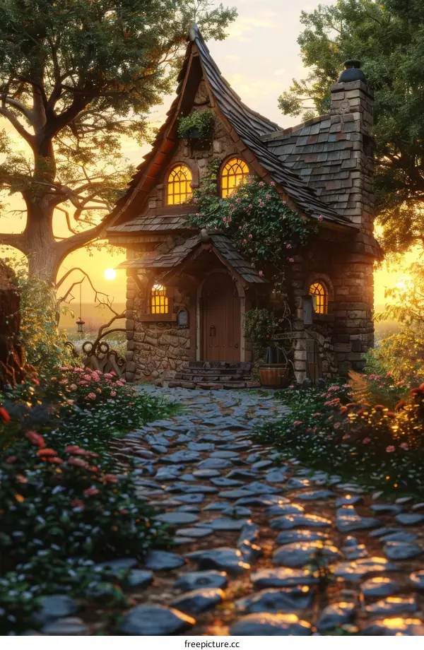 fantasy cottage house in the woods