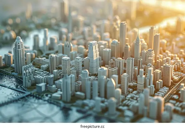 Modern Cityscape Illustration with Architectural Detail