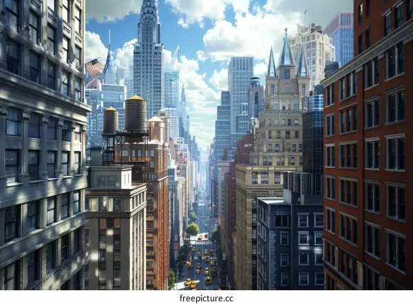 Urban Skyline Cityscape Illustrated View