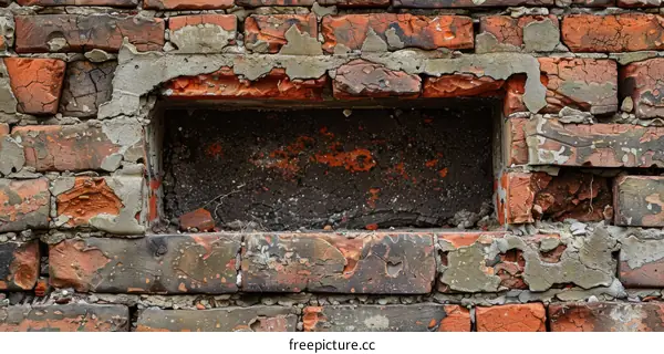 Broken Brick Wall with Hole