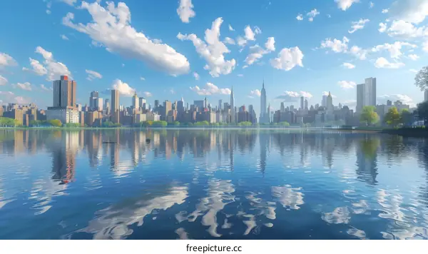 New York City Skyline Reflected on the Water