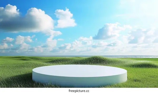 Empty Stage Outdoors in Grassy Landscape