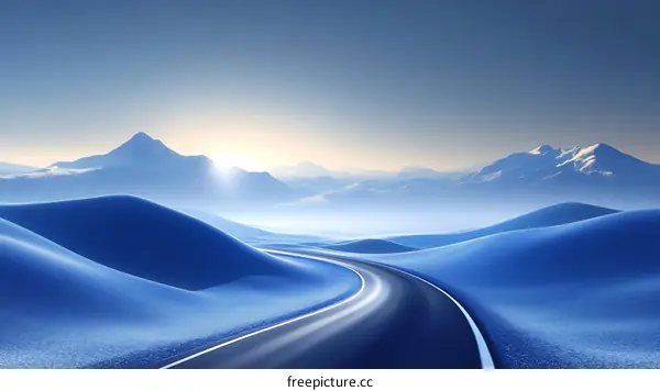 Winter Mountain Road Scenic Illustration