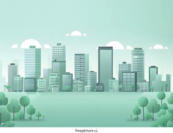 Green City Skyline Illustration