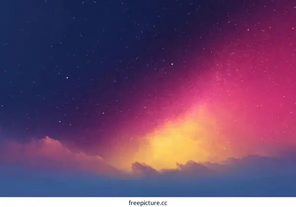 Colorful Night Sky with Starry Clouds