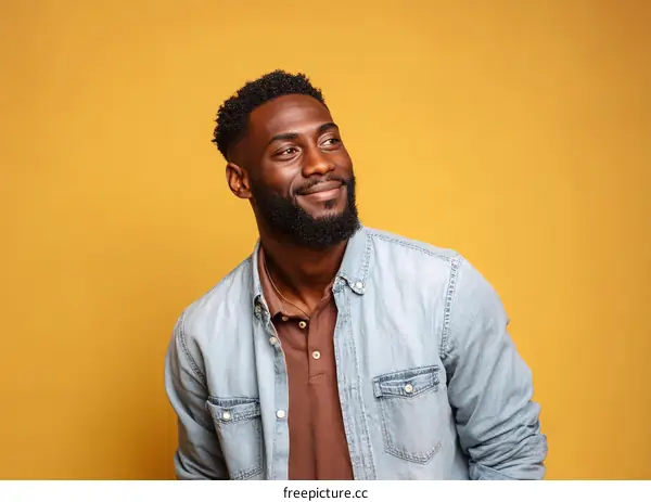 African Man Portrait Against a Mustard Yellow Background