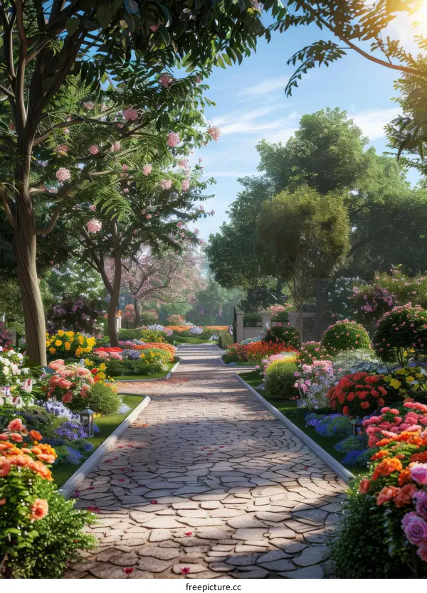 A garden full of blooming flowers