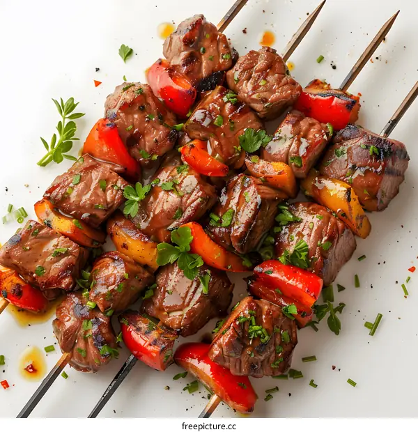 Beef and bell pepper skewers