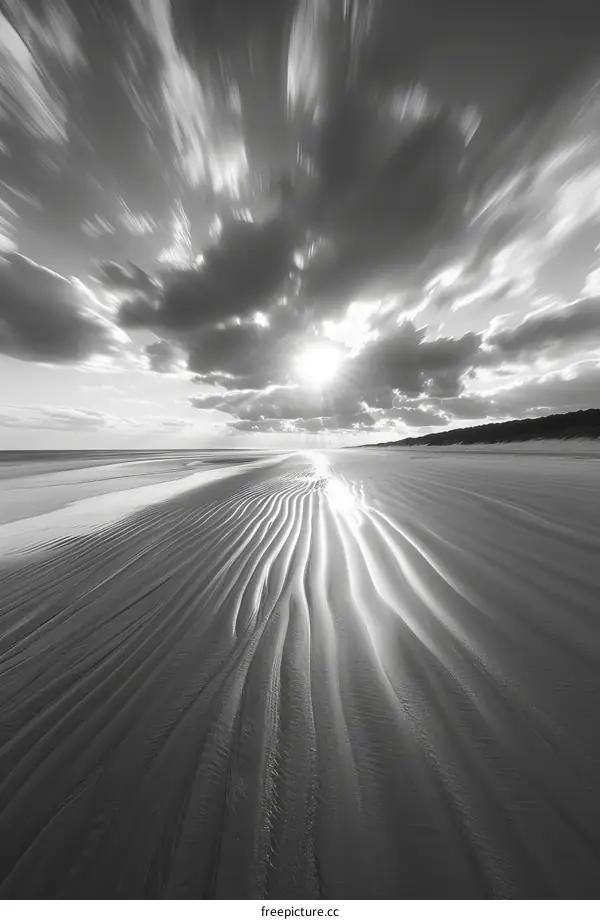 Rippled Sand Dunes and Dramatic Cloudscape