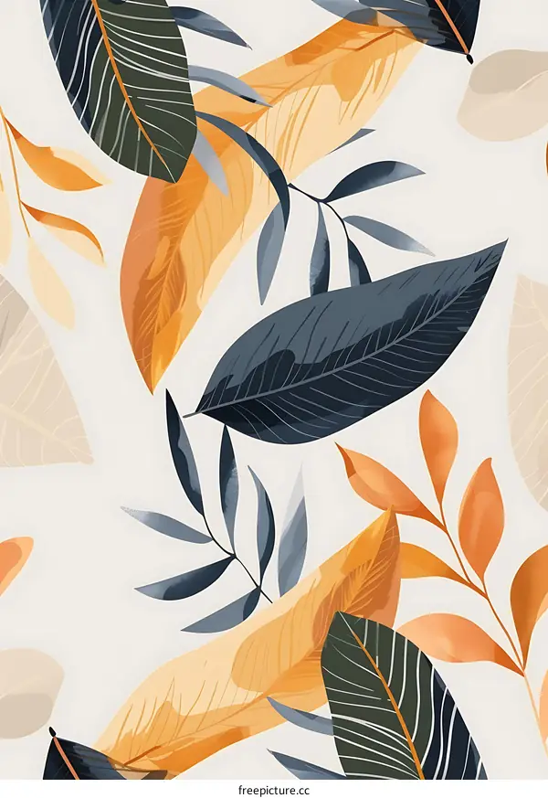 Tropical Leaves Watercolor Seamless Pattern