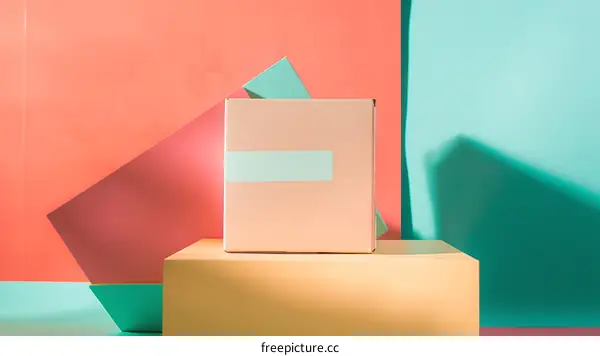 Minimalist Product Display with Geometric Shapes and Pastel Colors
