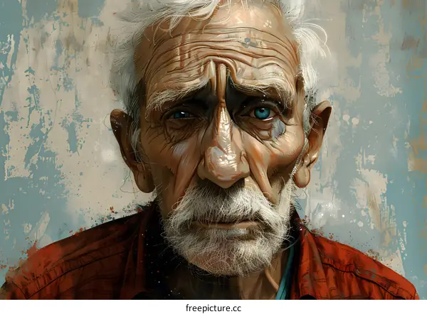 Portrait of an old man with white hair and beard