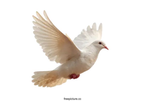 [Transparent Background PNG]White Dove in Flight Against White Background