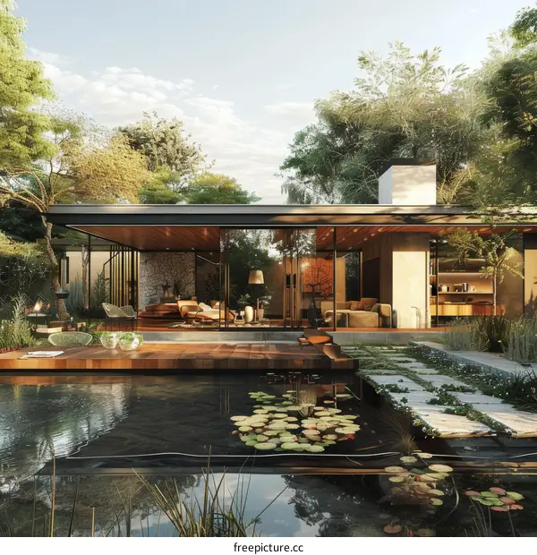 Modern House Exterior Design with Swimming Pool and Deck